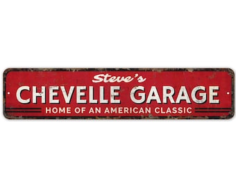 Chevelle Garage Sign - American Classic Car - Chevelle Garage Decor - Vintage Style Sign - Premium Quality Rustic Metal Sign