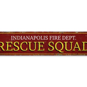 Fire Dept Rescue Team - Fire Rescue Squad - Vintage Style Sign - Fire Station Rescue - Rescue Squad Sign - Premium Quality Rustic Metal Sign