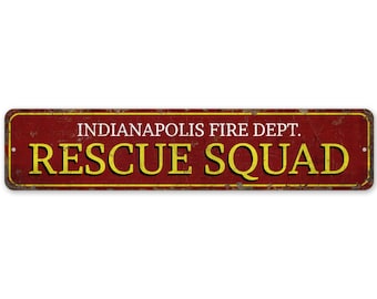 Fire Dept Rescue Team - Fire Rescue Squad - Vintage Style Sign - Fire Station Rescue - Rescue Squad Sign - Premium Quality Rustic Metal Sign