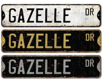 Gazelle - Gazelle Sign - Gazelle Decor - Vintage Style Sign - Custom Street Sign - Premium Quality Rustic Metal Sign