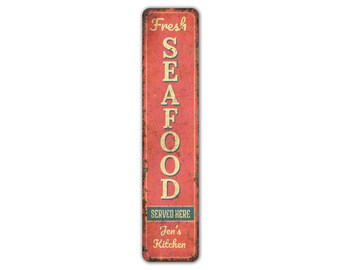 Fresh Seafood Sign - Seafood Restaurant - Fresh Seafood Decor - Vintage Style Sign - Restaurant Decor - Premium Quality Rustic Metal Sign