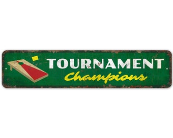 Campione del torneo - Insegna del campione del torneo - Decorazione del campione del torneo - Insegna in stile vintage - Insegna in metallo rustico di qualità premium