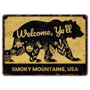 Welcome Ya&#39;ll Sign - Smoky Mountain Sign - National Park Sign - Mountain Decor - Vintage Style Sign - Premium Quality Rustic Metal Sign
