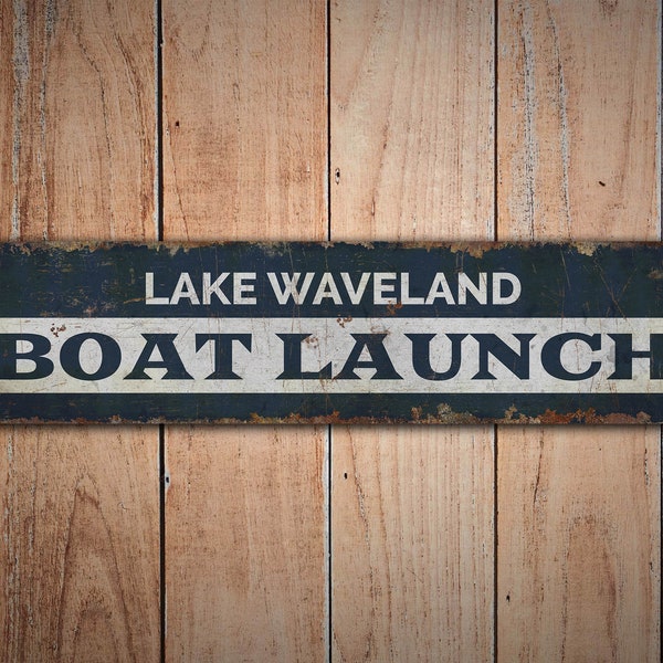 Boat Launch - Boat Launch Sign - Boat Launch Decor - Vintage Style Sign - Custom Text Sign - Premium Quality Rustic Metal Sign