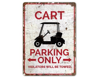 Parkeren winkelwagen - Bord winkelwagen - Alleen parkeren winkelwagen - Bord parkeren - Bord vintage stijl - Rustiek metalen bord van premium kwaliteit