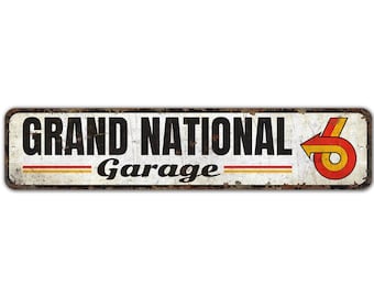 Grand National Garage - Buick Owner Gift - Buick Garage Decor - Buick Lover Gift - Vintage Style Sign - Premium Quality Rustic Metal Sign