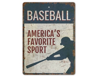 Sport préféré de l'Amérique - cadeau pour joueur de baseball - enseigne de baseball - décoration de sport - enseigne de style vintage - enseigne en métal rustique de qualité supérieure