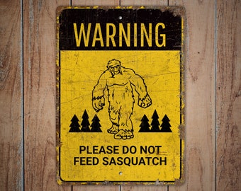 Vintage-Blechschild 'Warning Do Not Feed The Sasquatch' – 20,3 X 30,5 Cm, Aluminium, Für Outdoor