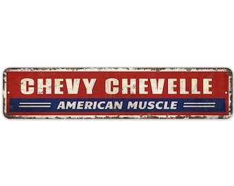 Chevy Chevelle - American Muscle Sign - Chevy Chevelle Sign - American Muscle Decor - Vintage Style Sign - Premium Quality Rustic Metal Sign
