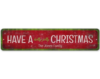 Holly Jolly Christmas Sign - Christmas Blessing Sign - Christmas Greeting Sign - Vintage Style Sign - Premium Quality Rustic Metal Sign