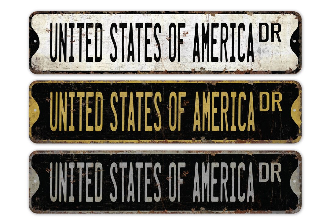 United States of America - USA Sign - USA Decor - Vintage Style Sign ...