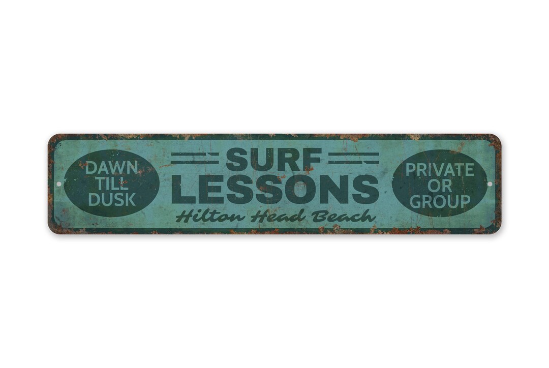 Surf Beach Sign - Vintage Style Sign - Surf Lessons - Surf Lessons Sign ...