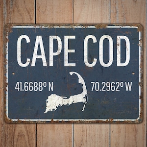 Panneau Cape Cod - emplacement de Cape Cod - cadeau Cape Cod - panneau de plage - décoration de plage - panneau de style vintage - panneau en métal rustique de qualité supérieure