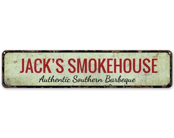 Smokehouse Sign - Authentic Barbeque - Southern Barbeque - BBQ Shack Decor - Vintage Style Sign - Premium Quality Rustic Metal Sign