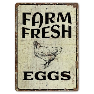 Farm Fresh Eggs - Farm Fresh Eggs Sign - Fresh Eggs Sign - Egg Farm Decor - Vintage Style Sign - Premium Quality Rustic Metal Sign