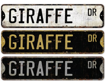 Giraffe - Giraffe Sign - Giraffe Decor - Giraffe Farm Sign - Vintage Style Sign - Custom Street Sign - Premium Quality Rustic Metal Sign