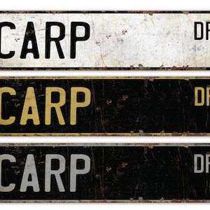 Carp - Carp Sign - Carp Decor - Carp Lover - Vintage Style Sign - Custom Street Sign - Premium Quality Rustic Metal Sign