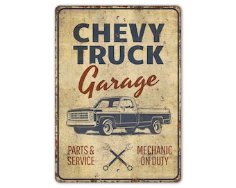Chevy Truck Garage Schild - Chevy Truck Garage - Garage Schild - Garage Decor - Vintage Style Schild - Premium Qualität rustikales Metallschild