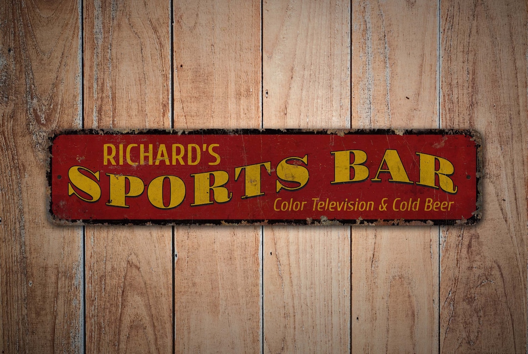 Sports Bar Sign Sports Bar Decor Custom Bar Sign Vintage Style Sign