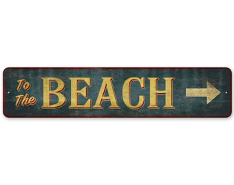 To The Beach Sign - To The Beach Arrow - Vintage Style Sign - Beach Arrow Sign - Beach Decor - Premium Quality Rustic Metal Sign