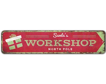 Santa's Workshop - Santa's Workshop Sign - Christmas Sign - Christmas Decor - Vintage Style Sign - Premium Quality Rustic Metal Sign