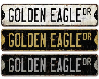 Golden Eagle - Golden Eagle Sign - Golden Eagle Decor - Vintage Style Sign - Custom Street Sign - Premium Quality Rustic Metal Sign