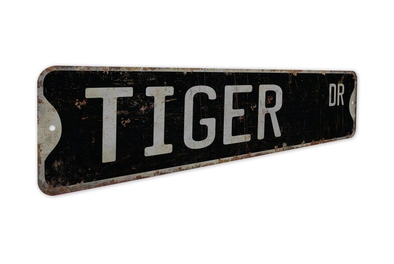 Tigre - Letrero de tigre - Decoración de tigre - Amante del tigre - Letrero de calle personalizado - Decoración de calle personalizada - Letrero de metal rústico de primera calidad imagen 7