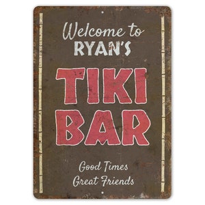 Tiki Bar  - Tiki Bar Sign - Tiki Bar Decor - Beer Bar Sign - Beer Bar Decor - Vintage Style Sign - Premium Quality Rustic Metal Sign