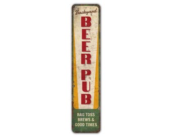Achtertuin biercafébord - bord bierbar - cadeau bierliefhebber - bardecoratie - biercafé - bord vintage stijl - premium kwaliteit rustiek metalen bord