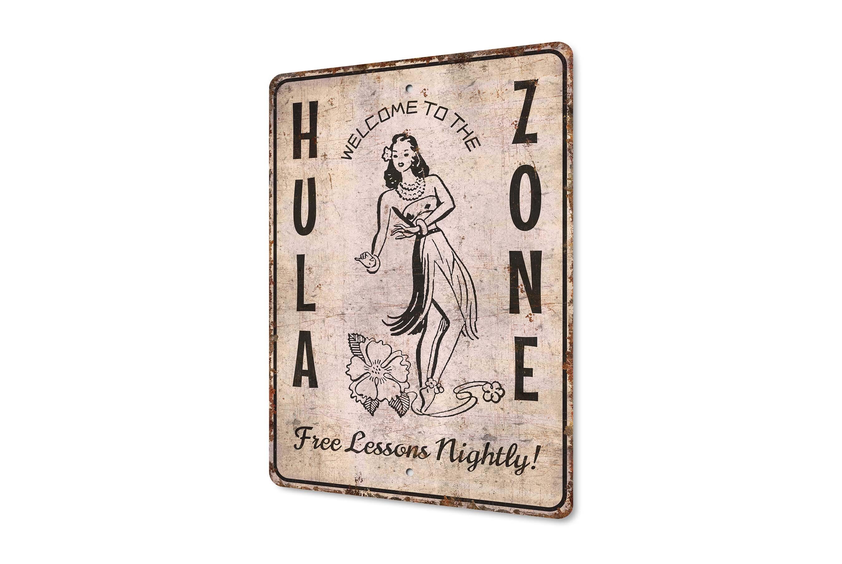 Hula Lessons Signs Hula Zone Sign - Free Lesson Sign - Beach Dance Sign - Beach Sign ...