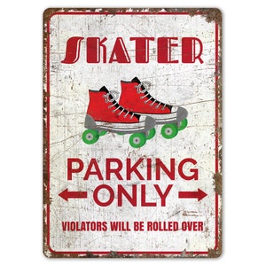 Skater Parking - Skater Parking Sign - Skater Parking Only - Vintage Style Sign - Car Parking Sign - Premium Quality Rustic Metal Sign