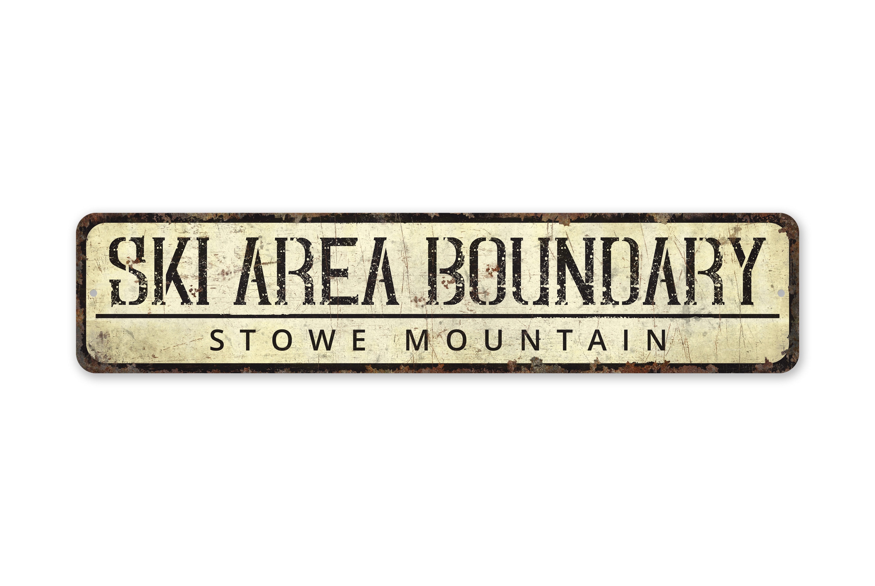 Ski Area Boundary - Ski Area Sign - Ski Boundary Decor - Mountain Ski Area - Vintage Style Sign - Premium Quality Rustic Metal Sign