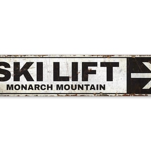 Ski Lift - Ski Lift Sign - Ski Lift Decor - Vintage Style Sign - Custom Text Sign - Premium Quality Rustic Metal Sign