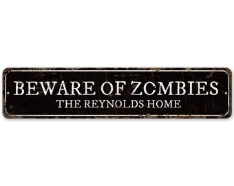 Pas op voor zombies - Zombie Let op - bord vintage stijl - Halloweendecor - Zombie Alert - rustiek metalen bord van topkwaliteit