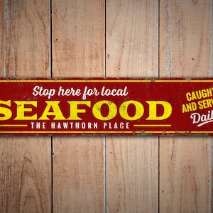 Seafood Sign - Seafood Restaurant - Seafood Decor - Custom Seafood Sign - Vintage Style Sign - Premium Quality Rustic Metal Sign