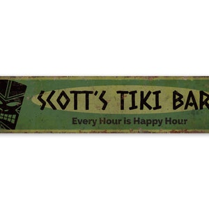Tiki Bar Sign - Vintage Style Sign - Custom Tiki Bar Sign - Tiki Bar Decor - Custom Name Bar Sign - Premium Quality Rustic Metal Sign