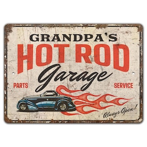 Hot Rod Garage Sign - Hot Rod Garage Decor - Hot Rod Sign - Hot Rod Garage - Vintage Style Sign - Premium Quality Rustic Metal Sign