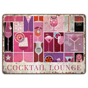 Cocktail Lounge Sign - Whiskey Sign - Beer Part Sign - Bar Decor - Pub Decor - Vintage Style Sign - Premium Quality Rustic Metal Sign
