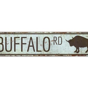 Buffalo Road Sign - Custom Street Sign - Street Name Sign - Vintage Style Sign - Street Name Decor - Premium Quality Rustic Metal Sign