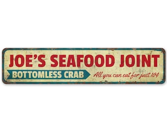 Seafood Joint Sign - Seafood Restaurant - Seafood Decor - Sea Food Sign - Vintage Style Sign - Premium Quality Rustic Metal Sign