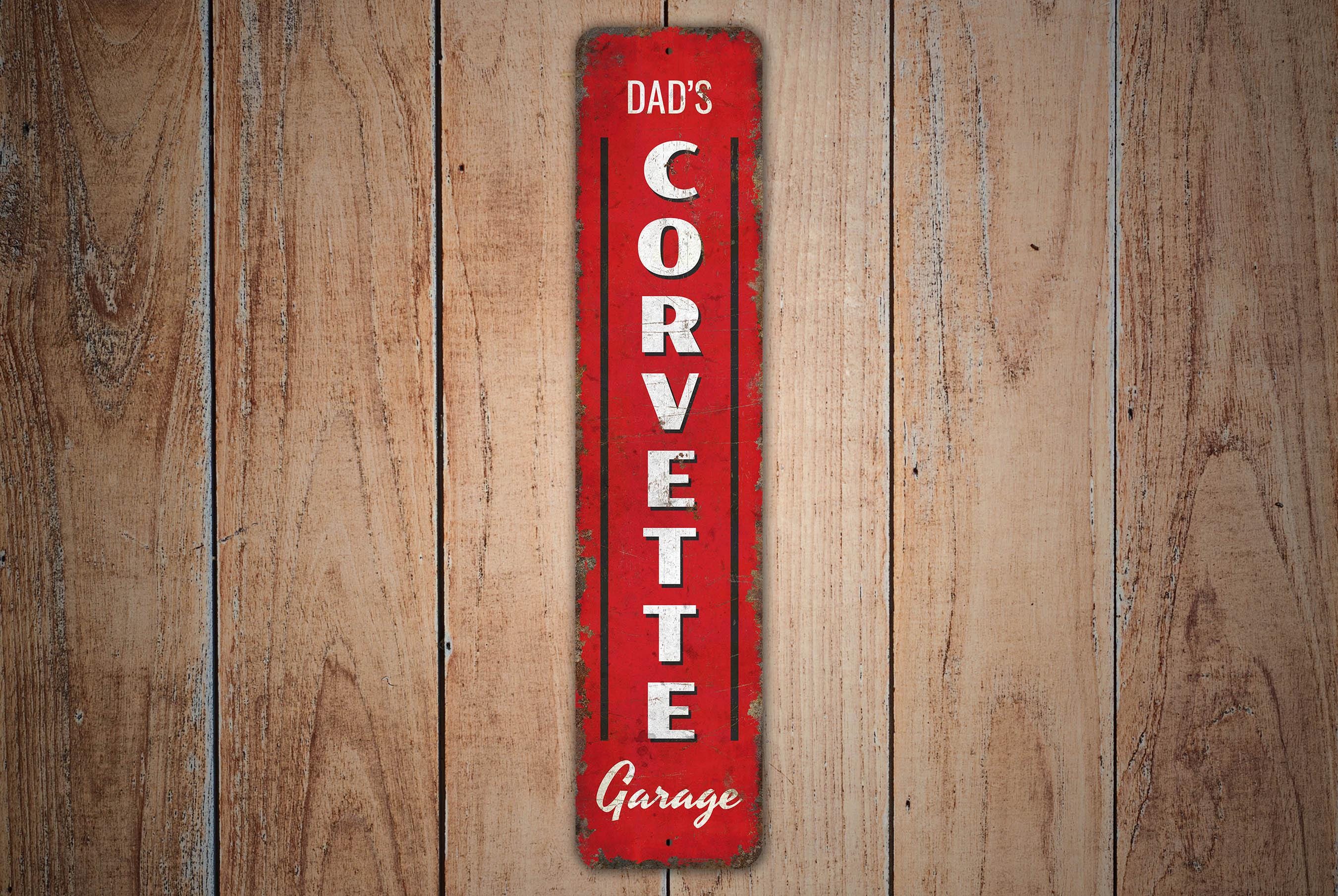 Dad's Corvette Garage - Corvette Garage Sign - Corvette Garage Decor - Garage Sign - Vintage Style Sign - Premium Quality Rustic Metal Sign