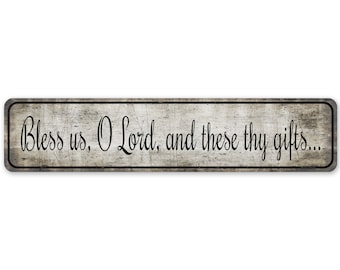 主よ、私たちを祝福してください - 主よ、私たちを祝福してください - ヴィンテージスタイルのサイン - 主よ、私たちを祝福してください - カスタム祝福サイン - プレミアム品質の素朴な金属サイン