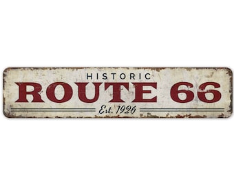 Historic Route 66 - Route 66 Sign - Historic Route 66 Decor - Route 66 Decor - Vintage Style Sign - Premium Quality Rustic Metal Sign