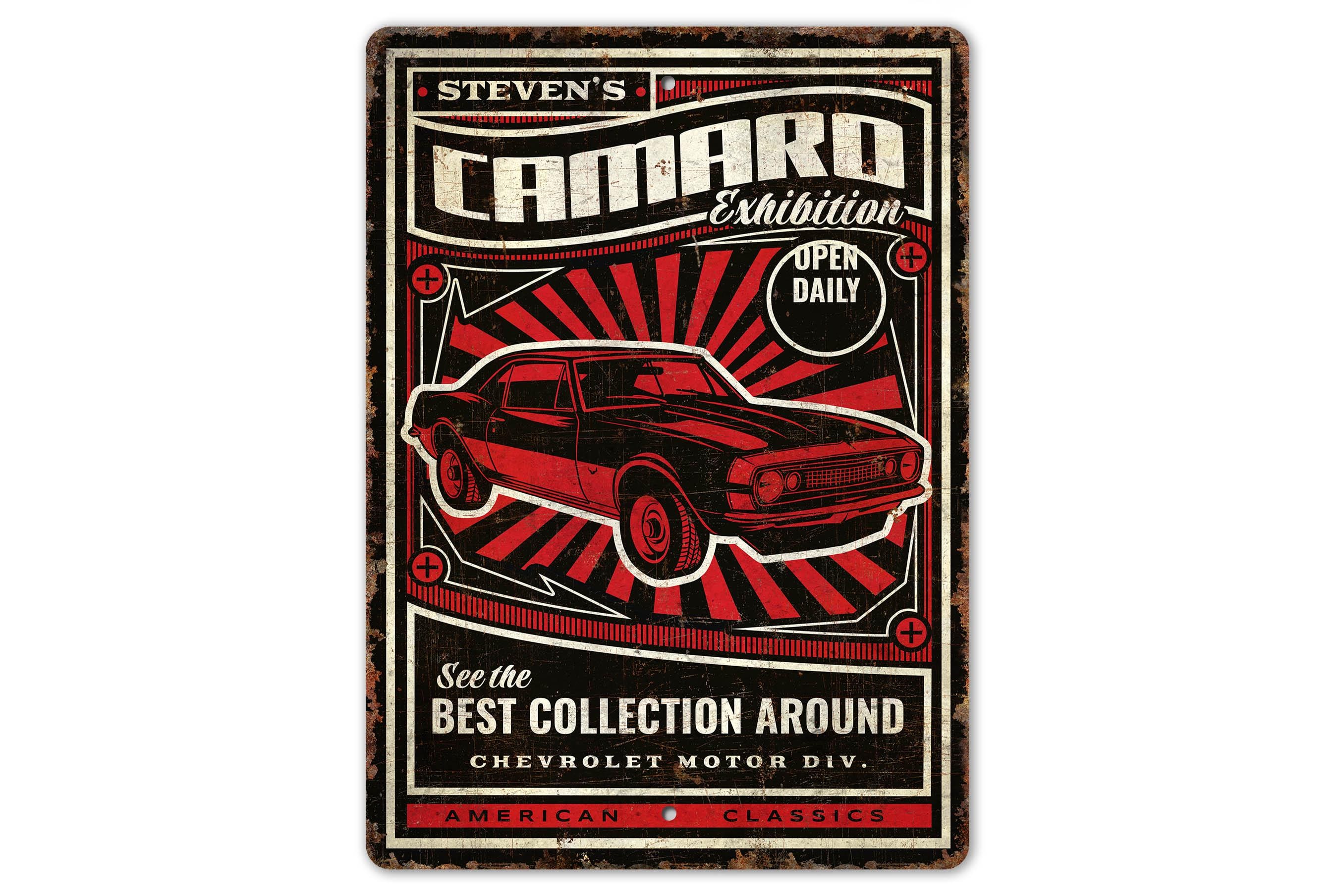 Custom Camaro Sign - Custom Garage - Camaro Garage - Custom Garage Gift - Vintage Style Sign - Premium Quality Rustic Metal Sign