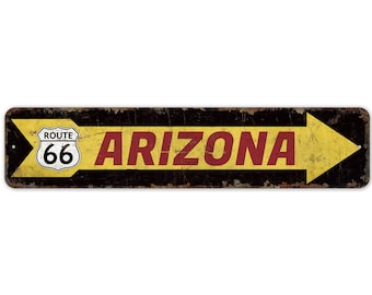 Arizona Route 66 - Route 66 Sign - Arizona Route 66 Decor - Route 66 Decor - Vintage Style Sign - Premium Quality Rustic Metal Sign