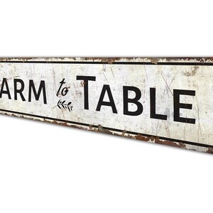 a sign that says farm to table on it