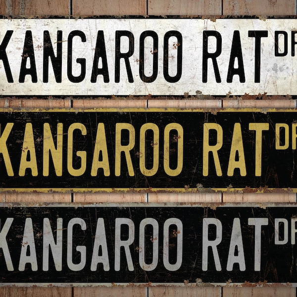 Rat kangourou - Panneau de rat kangourou - Décor de rat kangourou - Amant de rat kangourou - Panneau de rue personnalisé - Panneau en métal rustique de qualité supérieure