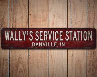 Service Station Sign - Custom Service Station - Vintage Style Sign - Personalized Sign - Premium Quality Rustic Metal Sign
