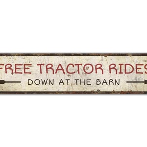 Free Tractor Ride Sign - Tractor Ride Sign - Barn Decor - Custom Arrow Sign - Vintage Style Sign - Premium Quality Rustic Metal Sign