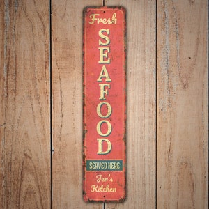 Fresh Seafood Sign - Seafood Restaurant - Fresh Seafood Decor - Vintage Style Sign - Restaurant Decor - Premium Quality Rustic Metal Sign